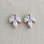 Small or Large Rose gold CZ stud Bridal earrings - LAUREN - Treasures by Agnes
