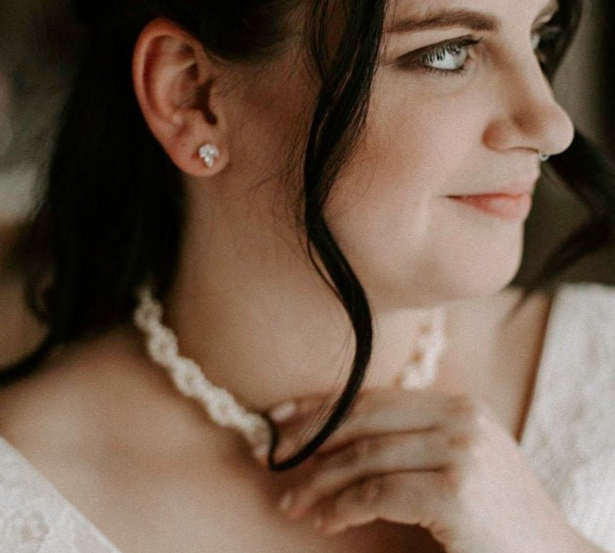 Small or Large Rose gold CZ stud Bridal earrings - LAUREN - Treasures by Agnes