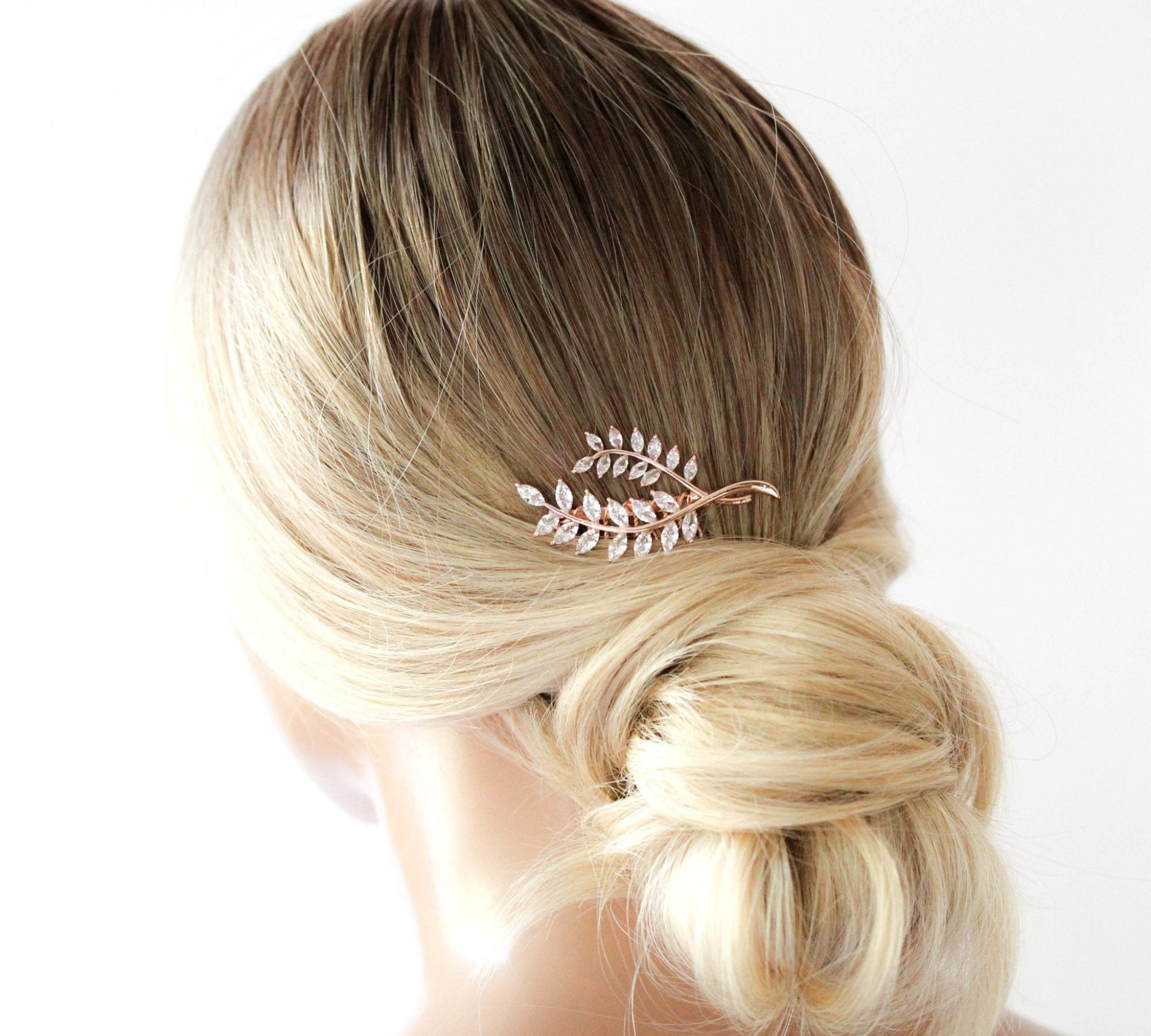 Small rose gold Bridal hair comb - APRILLE - Treasures by Agnes