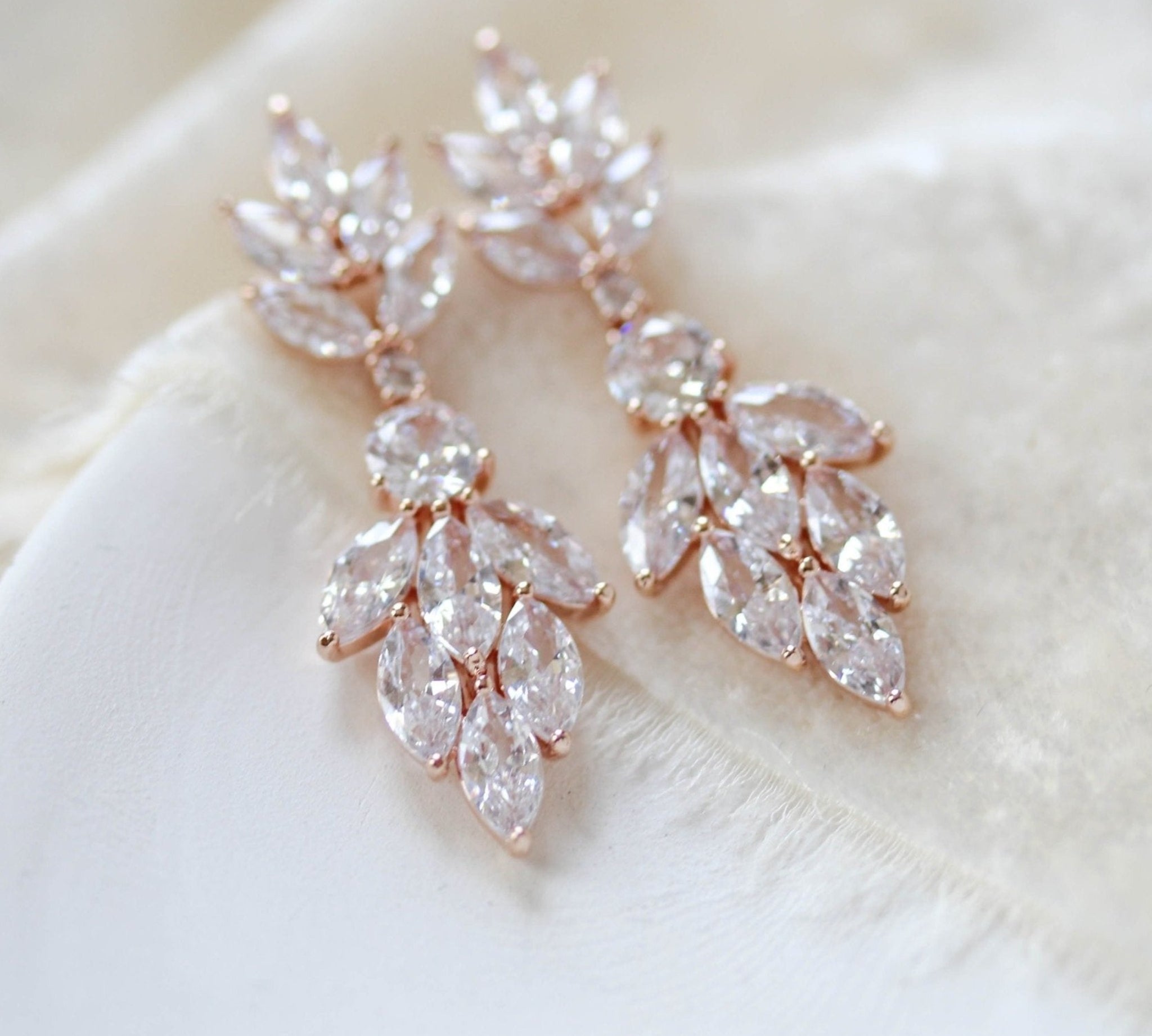 Small rose gold cubic zirconia Bridal earrings - KRISTEN - Treasures by Agnes