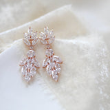 Small rose gold cubic zirconia Bridal earrings - KRISTEN - Treasures by Agnes