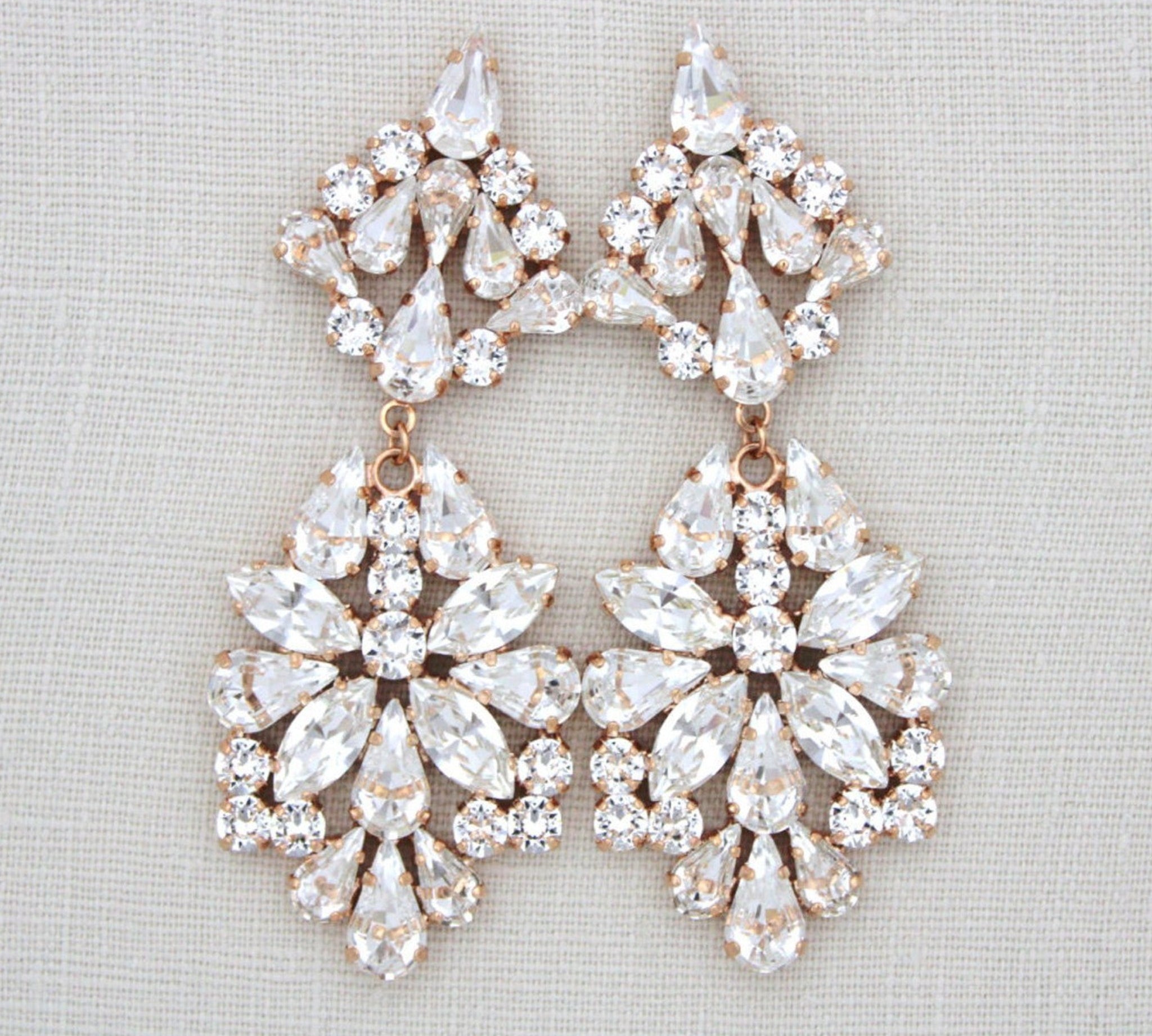 Statement Bridal Crystal Earrings - SADIE - Treasures by Agnes