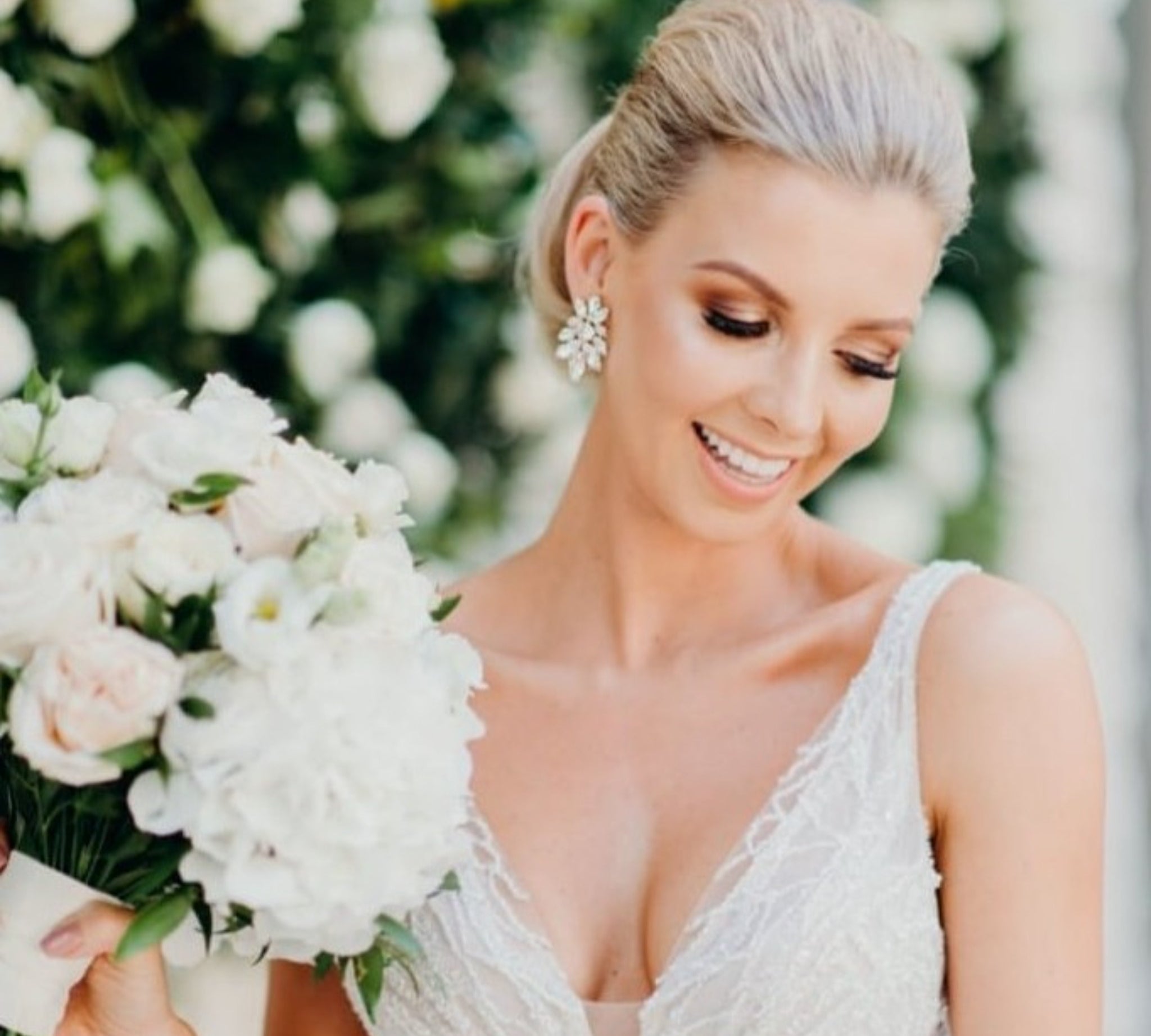 Statement Bridal earrings, Special occasion earrings - LARA - Treasures by Agnes