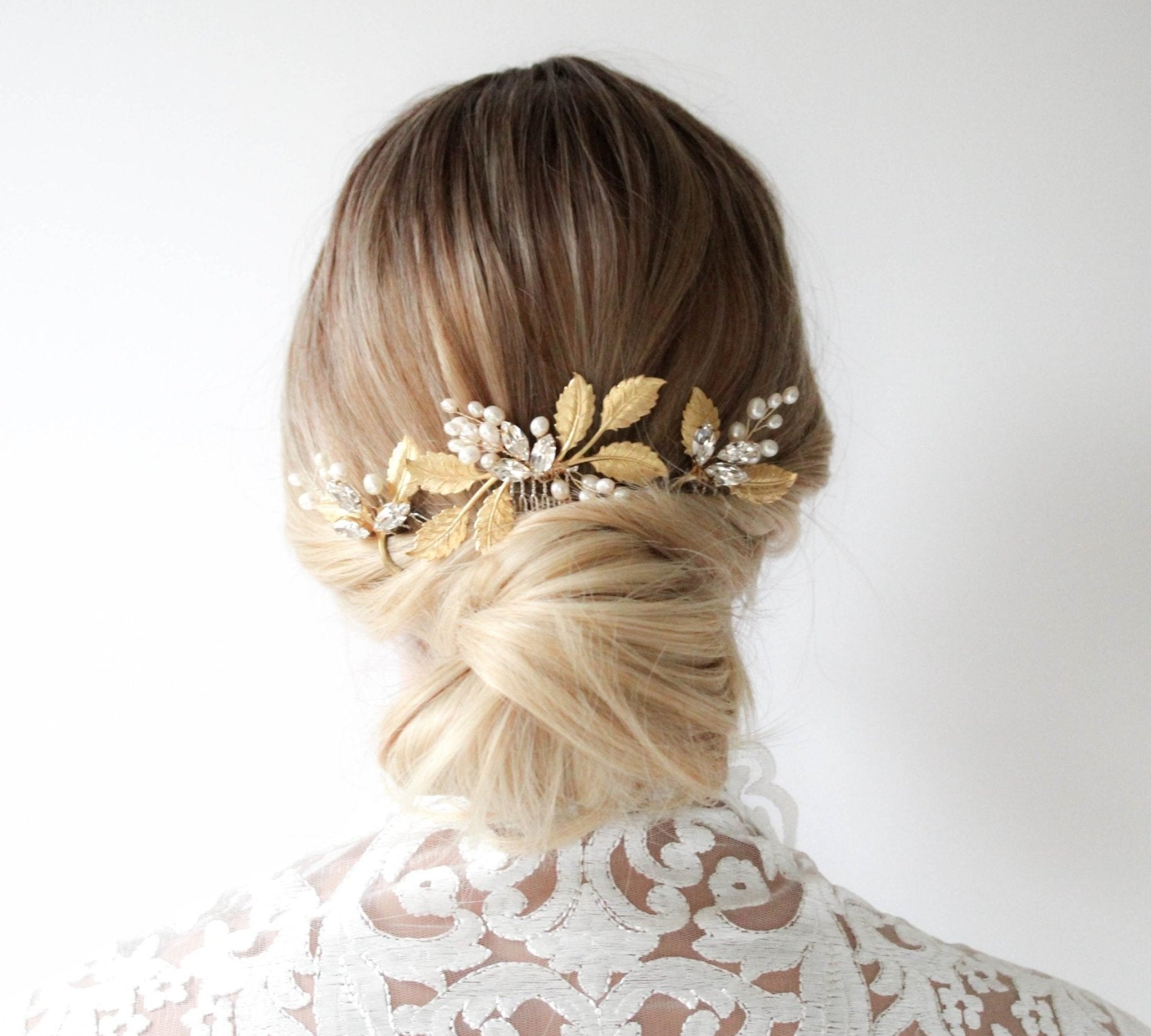Three piece crystal bridal hair comb set -DAWN - Treasures by Agnes