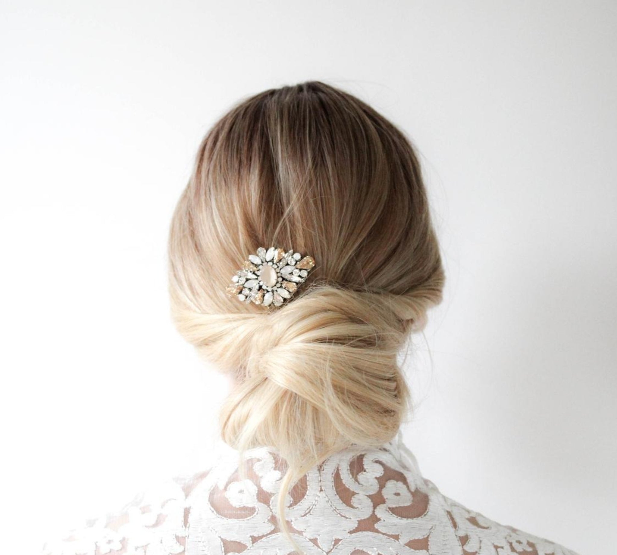 Vintage inspired crystal Bridal hair comb - PIPER - Treasures by Agnes
