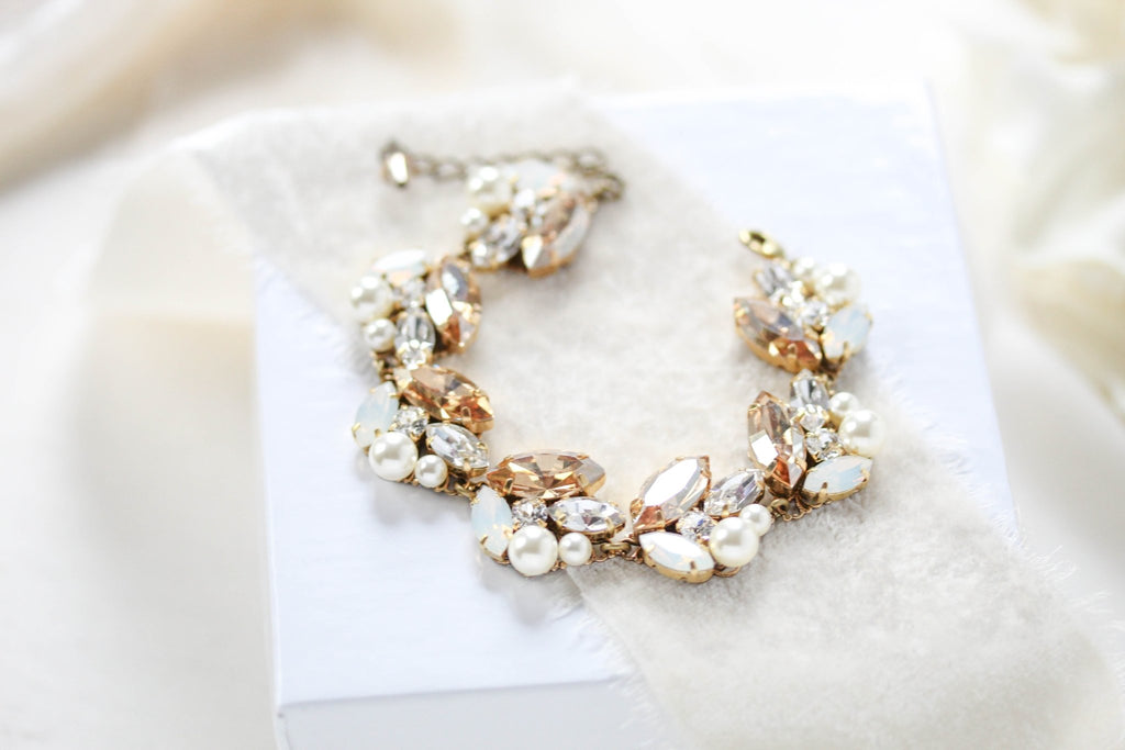 White opal Crystal Bridal bracelet - BRIAR - Treasures by Agnes