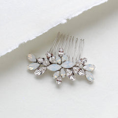 White opal crystal hair comb for bride - JILL - Treasures by Agnes