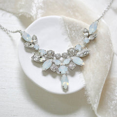 White opal crystal statement bridal necklace - SANDRA - Treasures by Agnes