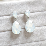 White opal crystal tear drop bridal earrings- BETHANY - Treasures by Agnes