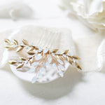 White opal leaf bridal hair comb- TAMARA - Treasures by Agnes