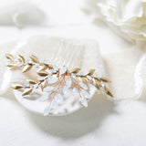 White opal leaf bridal hair comb- TAMARA - Treasures by Agnes
