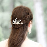 White opal leaf bridal hair comb- TAMARA - Treasures by Agnes