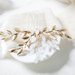 White opal leaf bridal hair comb- TAMARA - Treasures by Agnes