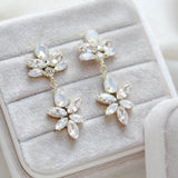  gold bridal earrings with white opal crystals - Bridgette