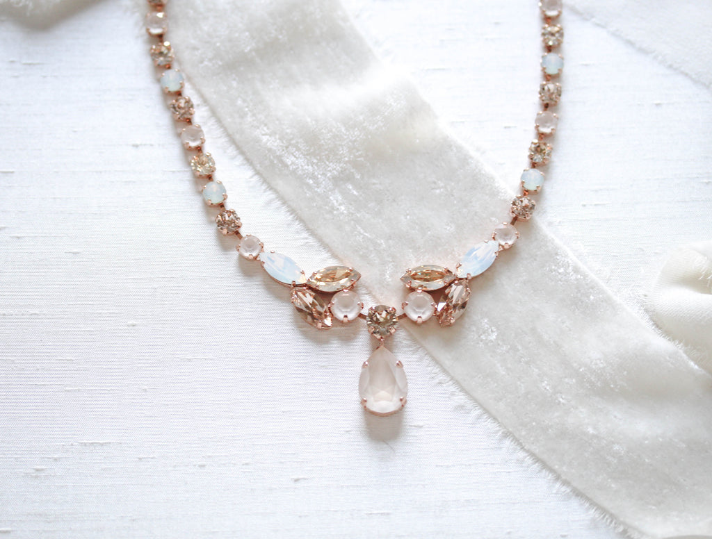 Gold crystal Bridal necklace - MARIA