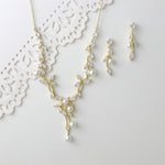 gold pearl and crystal jewelry set - AMANDA