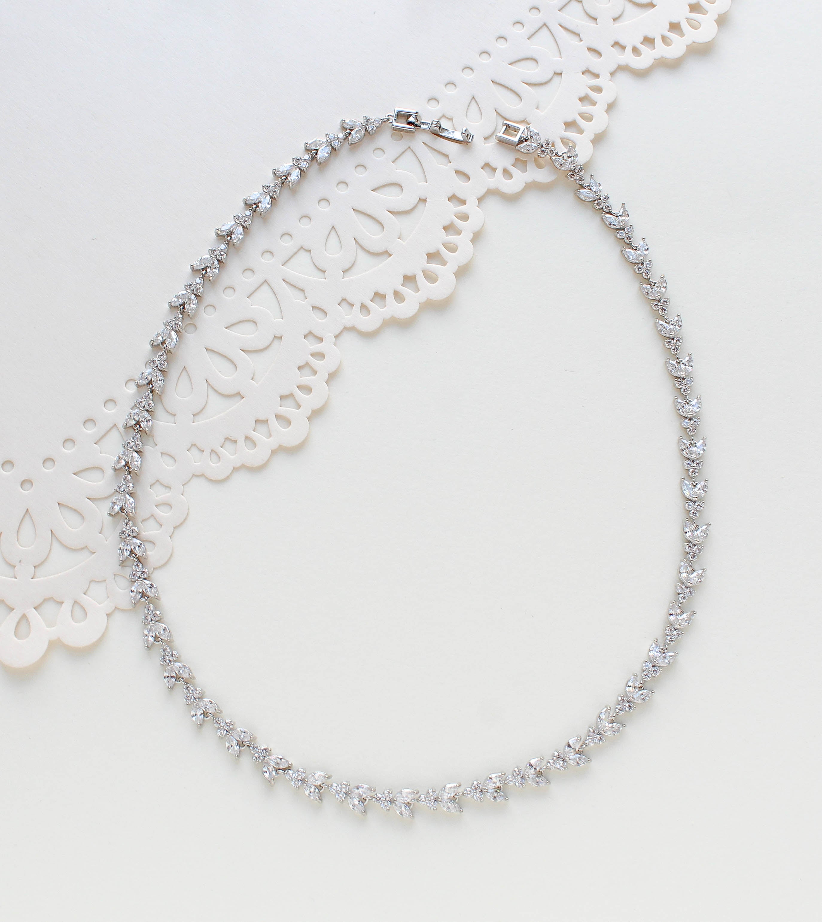 Silver necklace with or without backdrop - ANDREA