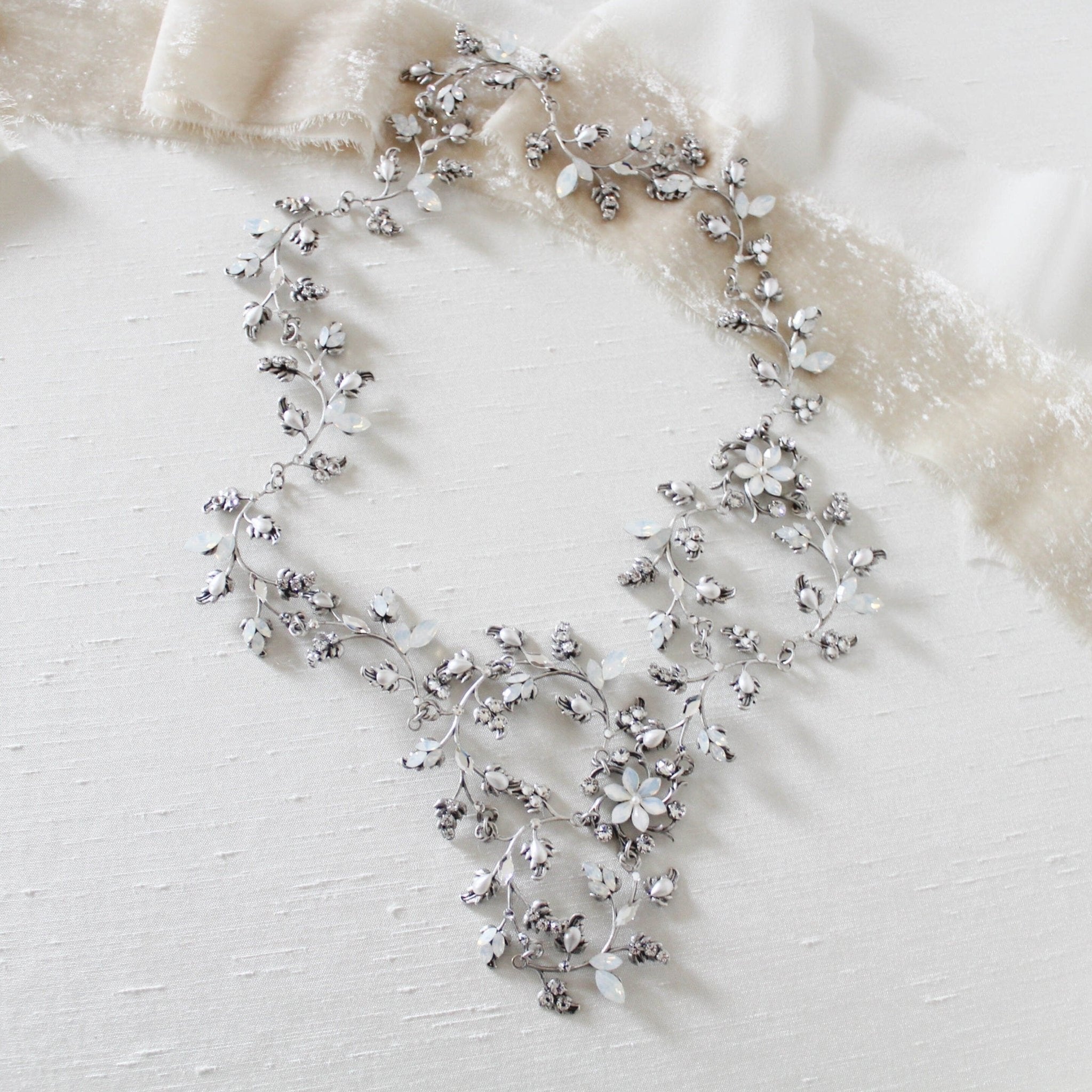 Abigail Swarovski White Opal Bridal Hair Vine - Treasures by Agnes