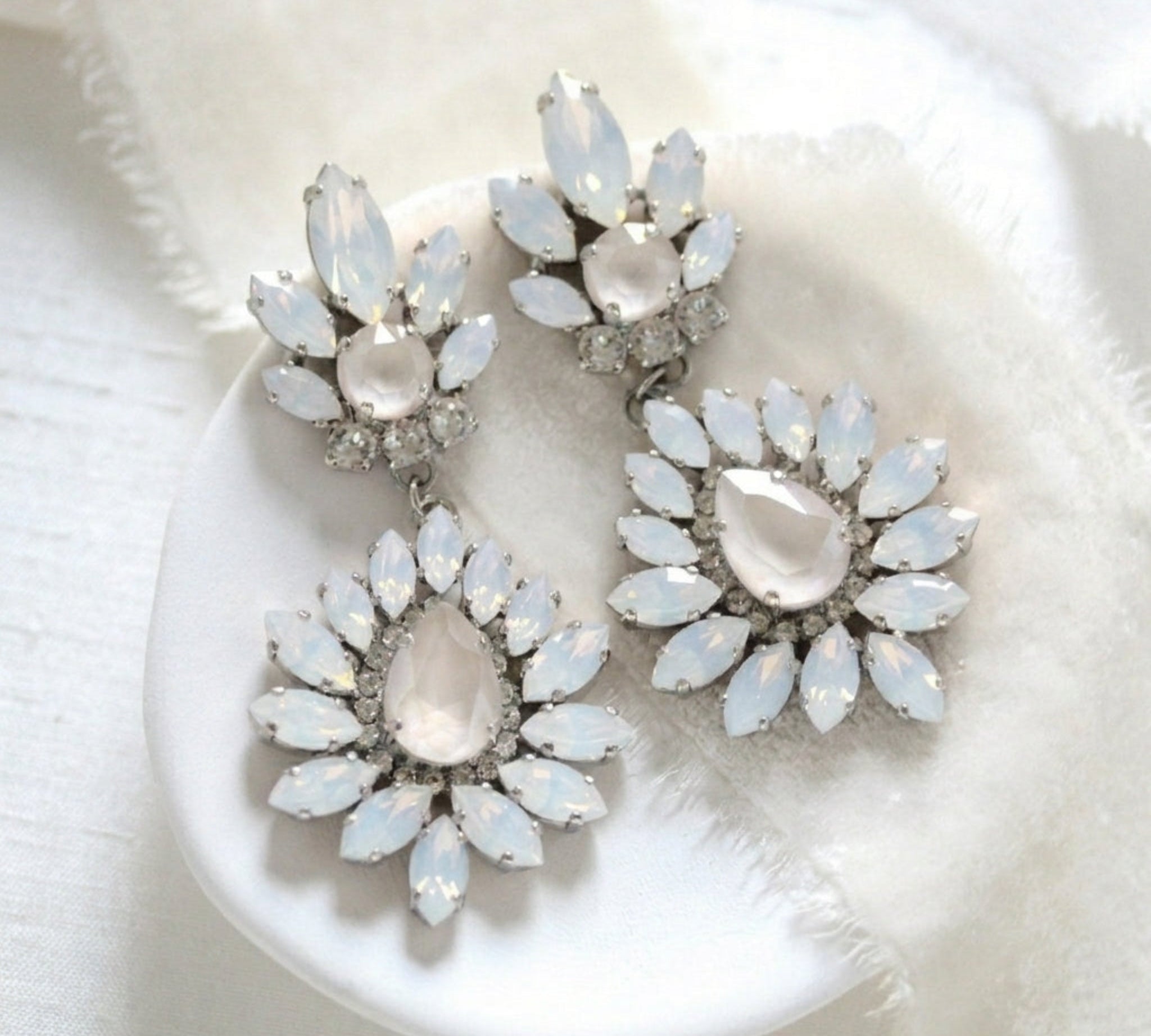 Adaline Rose Gold Swarovski Crystal Bridal Earrings - Treasures by Agnes