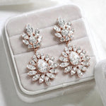 Adaline Rose Gold Swarovski Crystal Bridal Earrings - Treasures by Agnes