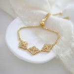 Addia Rose Gold CZ Bridal Bracelet – Adjustable Cubic Zirconia Wedding Bracelet - Treasures by Agnes