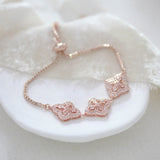 Addia Rose Gold CZ Bridal Bracelet – Adjustable Cubic Zirconia Wedding Bracelet - Treasures by Agnes