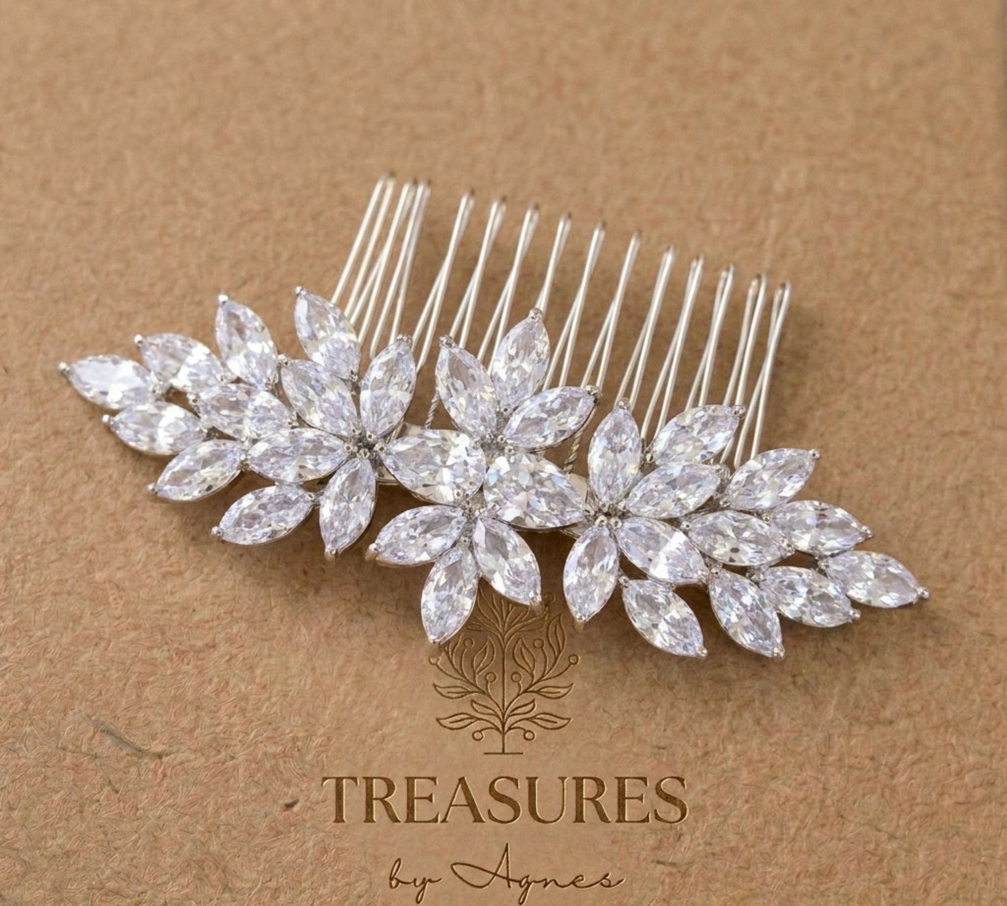 Alicia Rose Gold CZ Bridal Hair Comb - Treasures by Agnes