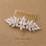 Alicia Rose Gold CZ Bridal Hair Comb - Treasures by Agnes