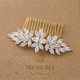 Alicia Rose Gold CZ Bridal Hair Comb - Treasures by Agnes