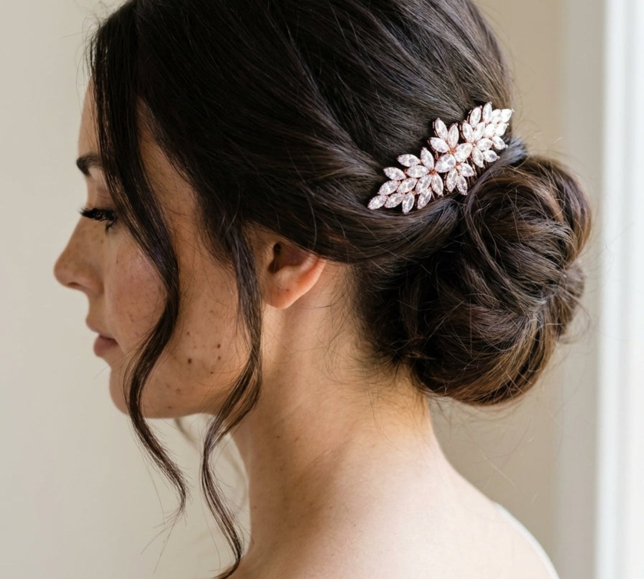 Alicia Rose Gold CZ Bridal Hair Comb - Treasures by Agnes