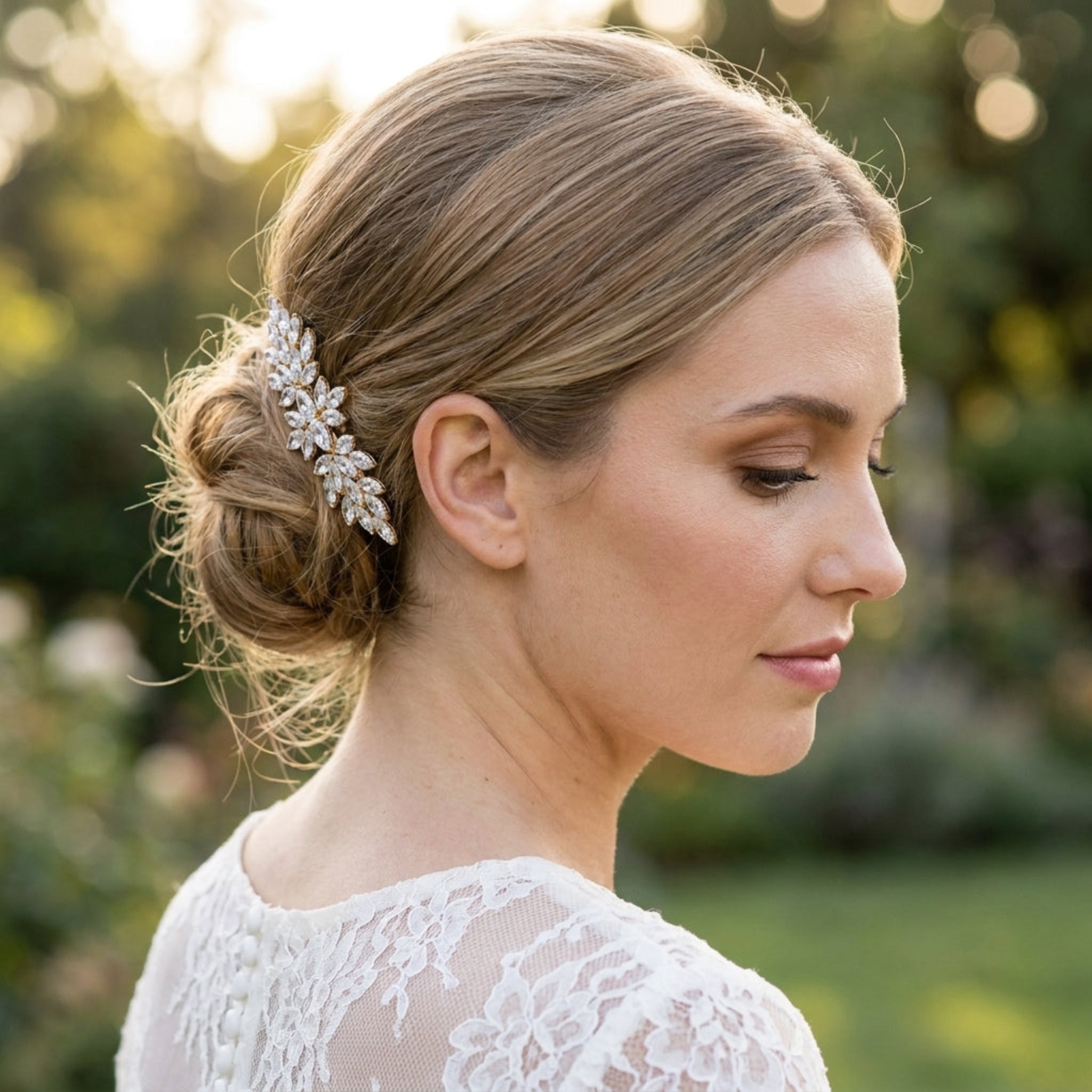 Alicia Rose Gold CZ Bridal Hair Comb - Treasures by Agnes