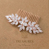 Alicia Rose Gold CZ Bridal Hair Comb - Treasures by Agnes