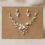 Amari Rose Gold Pearl Bridal Jewelry Set - Treasures by Agnes