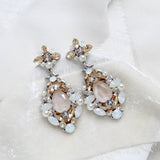 Antique gold Bridal earrings with Premium crystals and pearls - BLAKELY - Treasures by Agnes