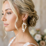 Antique gold Floral statement Wedding earrings - ARIEL - Treasures by Agnes