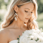 Antique gold Floral statement Wedding earrings - ARIEL - Treasures by Agnes