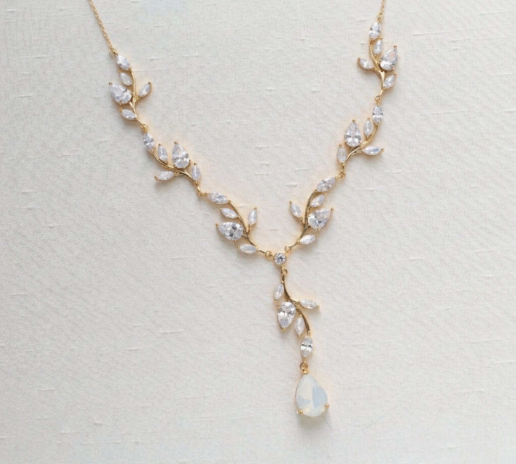 Aprille Bridal Rose Gold CZ Vine Necklace - Treasures by Agnes