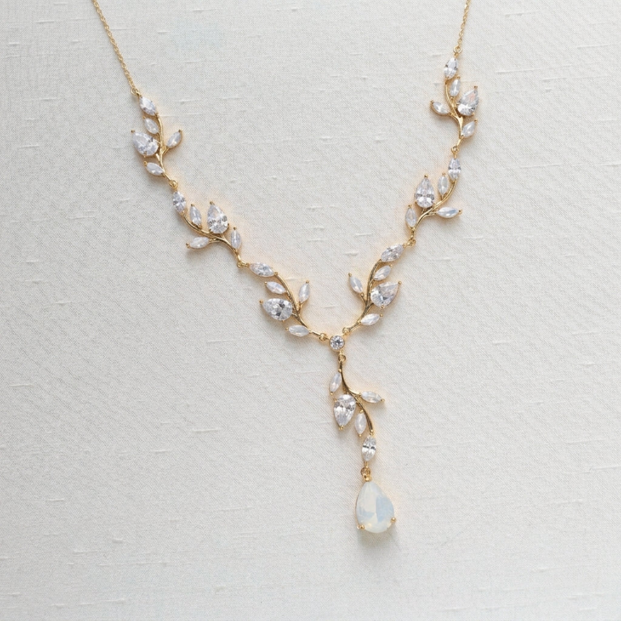 Aprille Bridal Rose Gold CZ Vine Necklace - Treasures by Agnes
