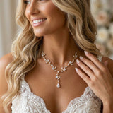 Aprille Bridal Rose Gold CZ Vine Necklace - Treasures by Agnes