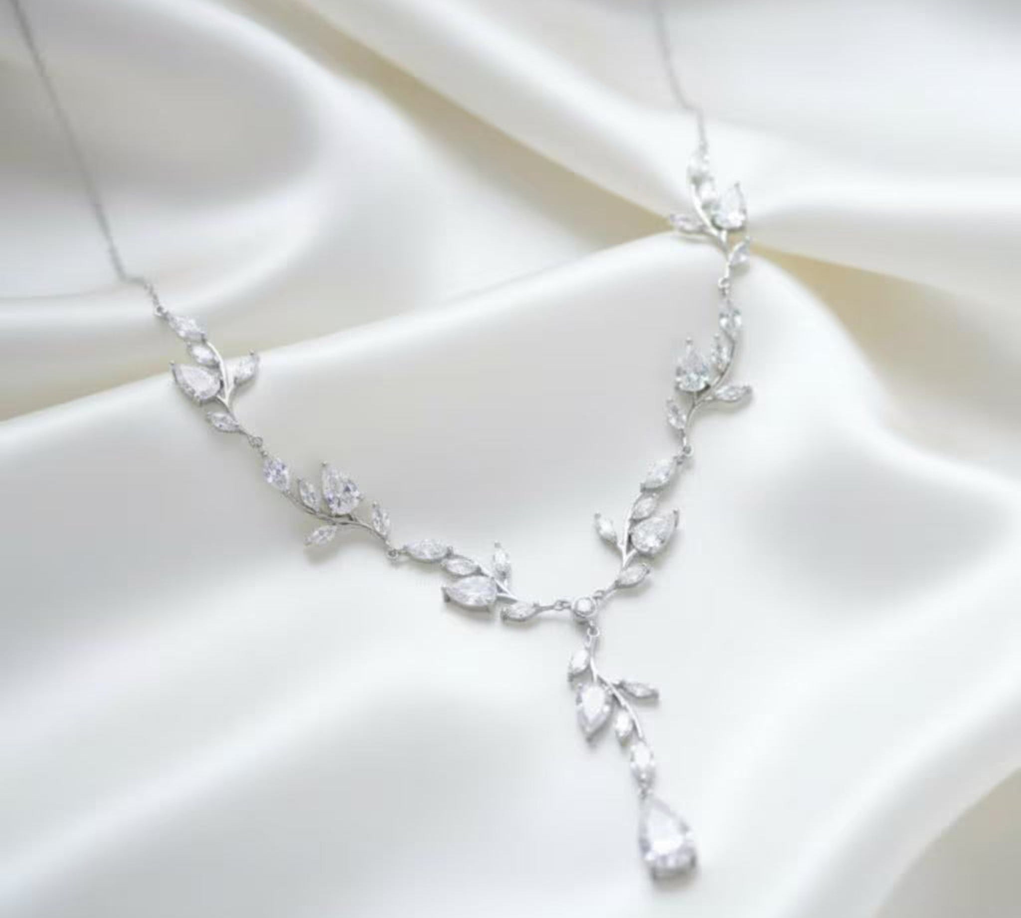 Aprille Bridal Rose Gold CZ Vine Necklace - Treasures by Agnes