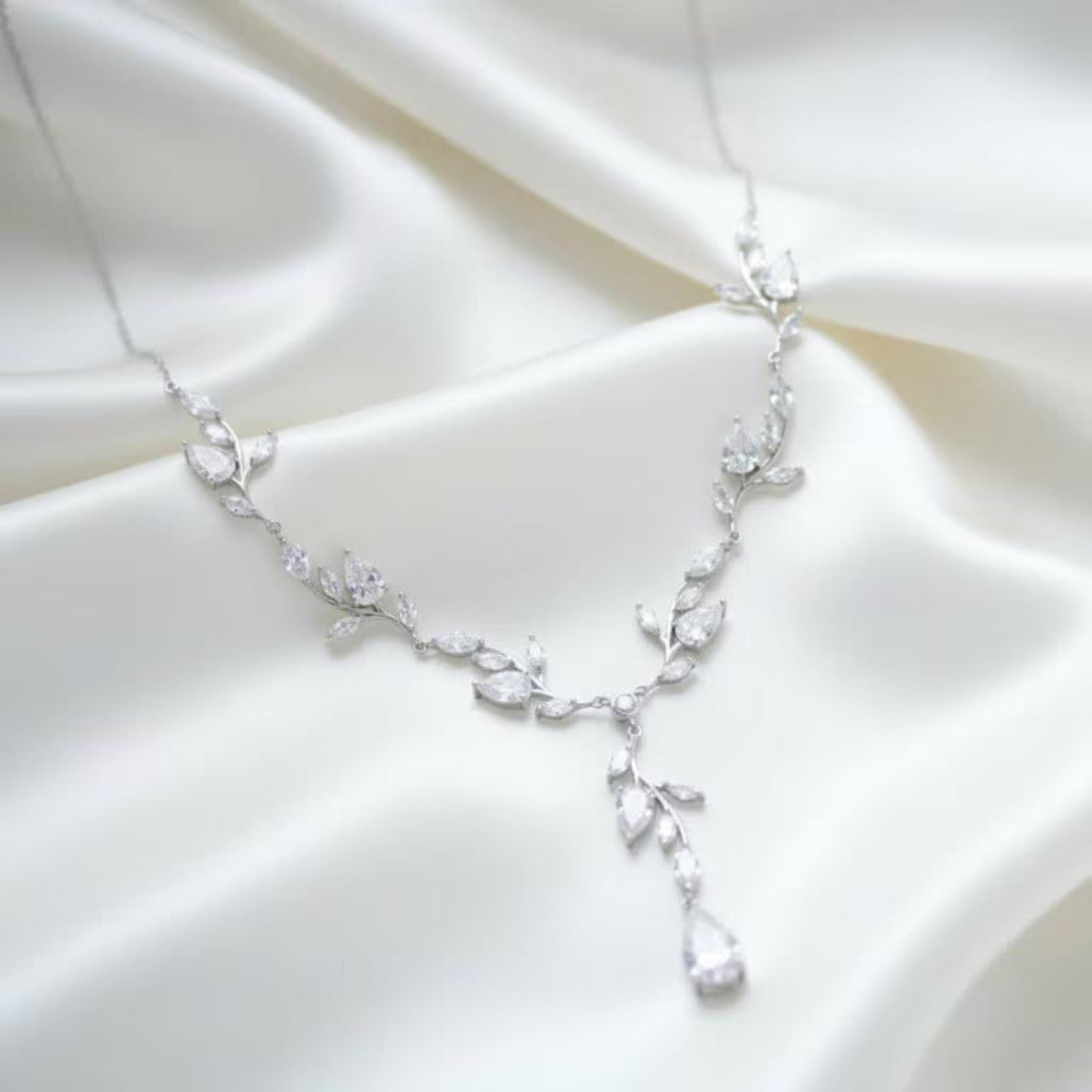 Aprille Bridal Rose Gold CZ Vine Necklace - Treasures by Agnes
