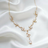 Aprille Bridal Rose Gold CZ Vine Necklace - Treasures by Agnes