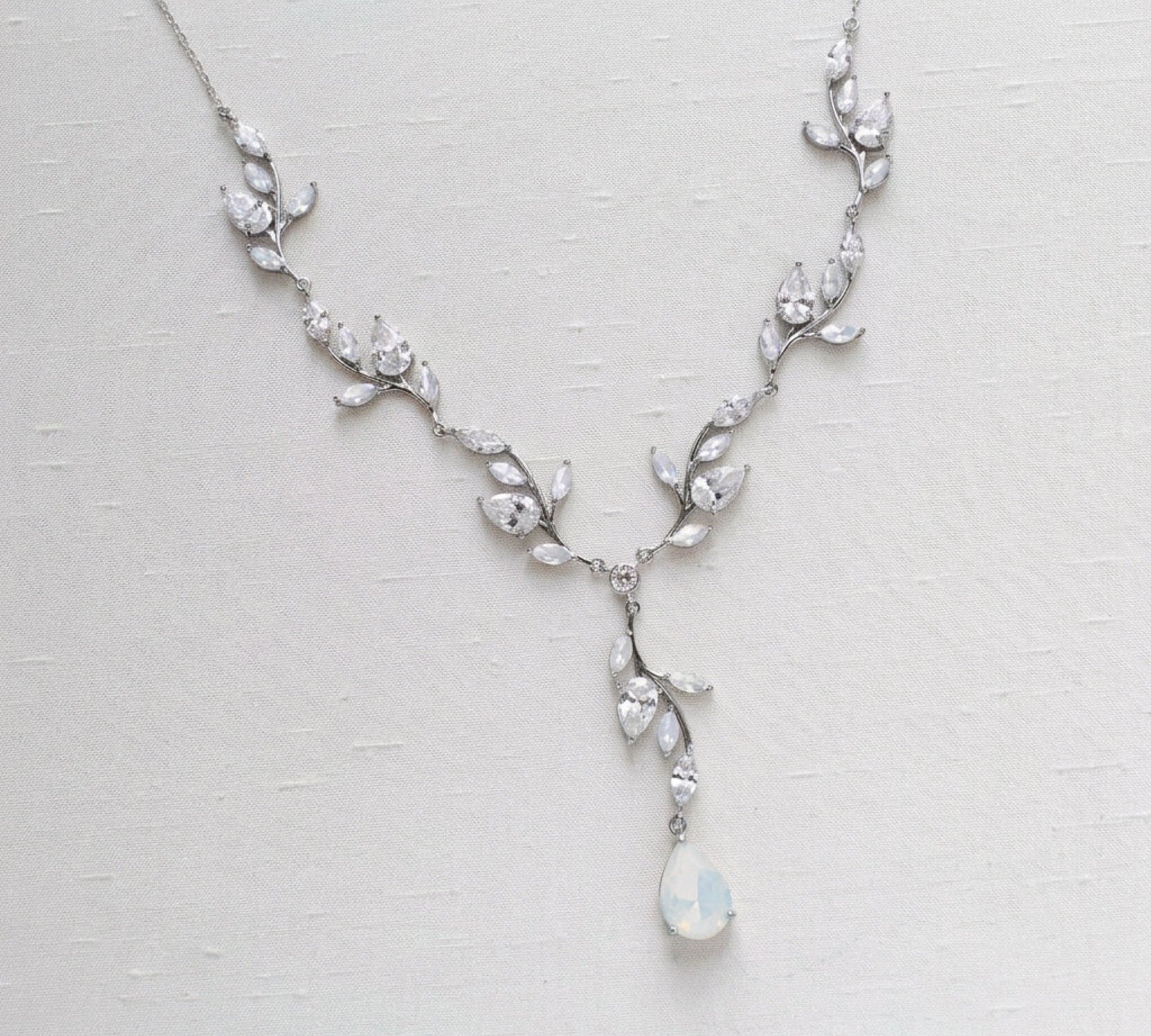 Aprille Bridal Rose Gold CZ Vine Necklace - Treasures by Agnes