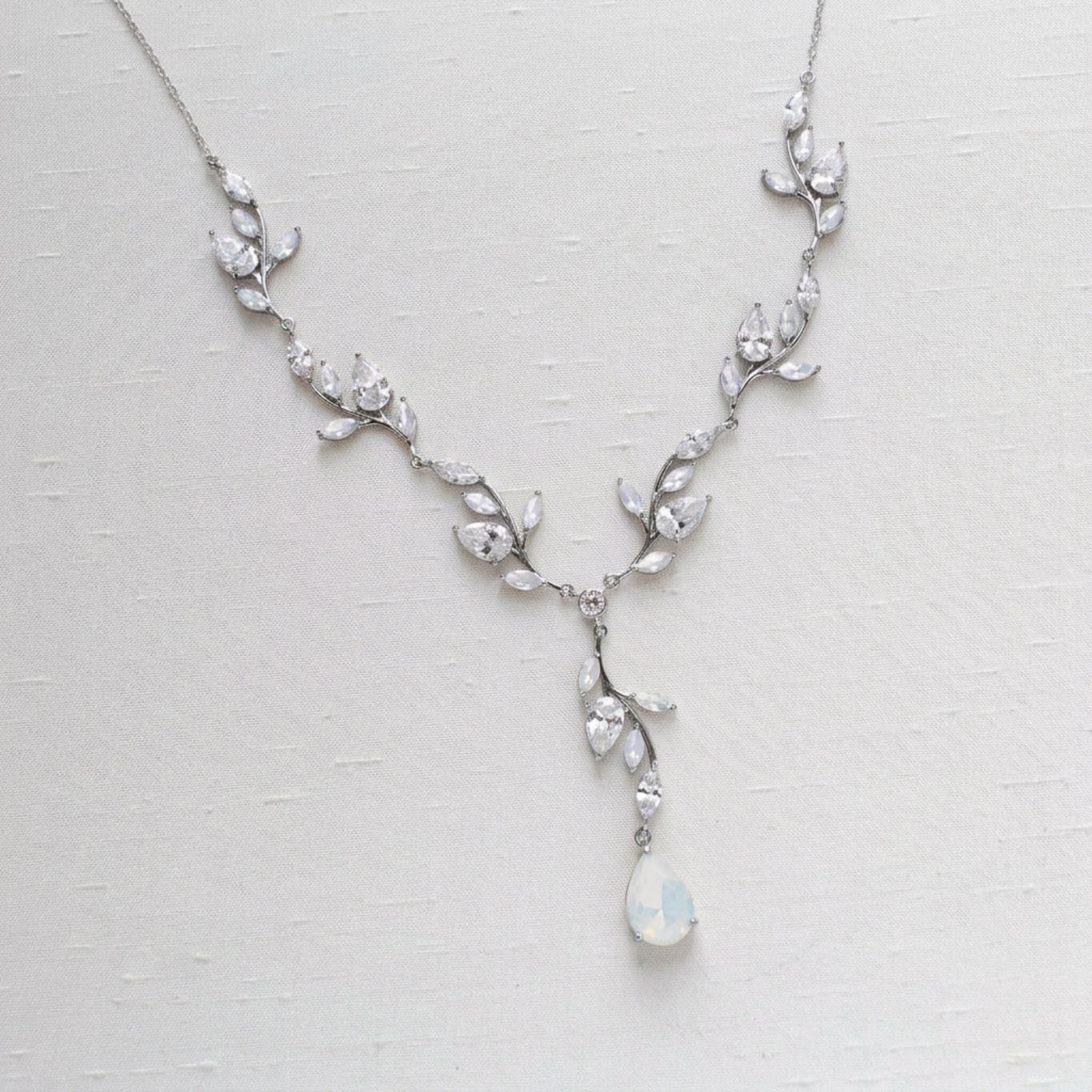 Aprille Bridal Rose Gold CZ Vine Necklace - Treasures by Agnes