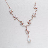 Aprille Bridal Rose Gold CZ Vine Necklace - Treasures by Agnes