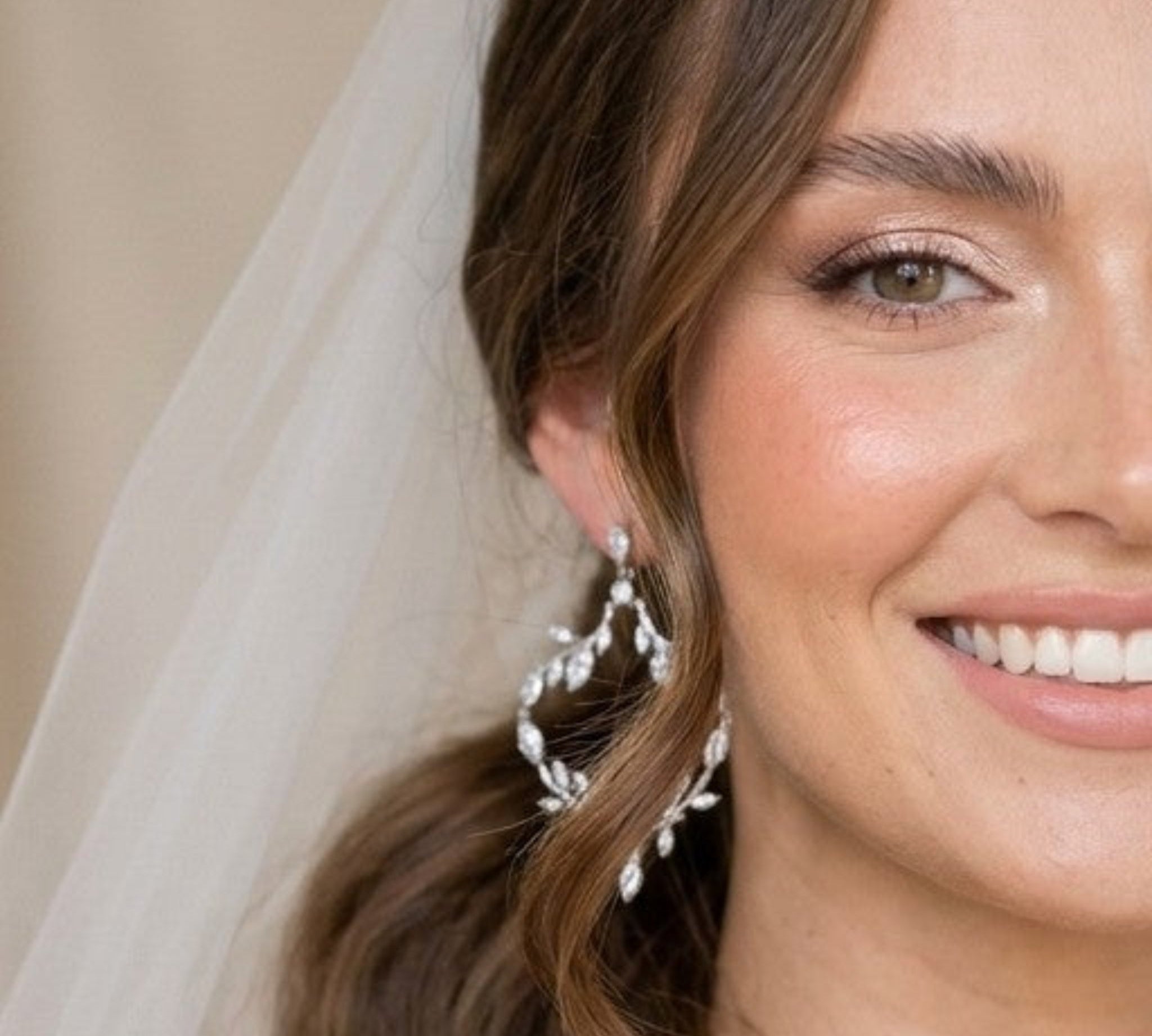 Aprille CZ Bridal Hoop Earrings - Treasures by Agnes