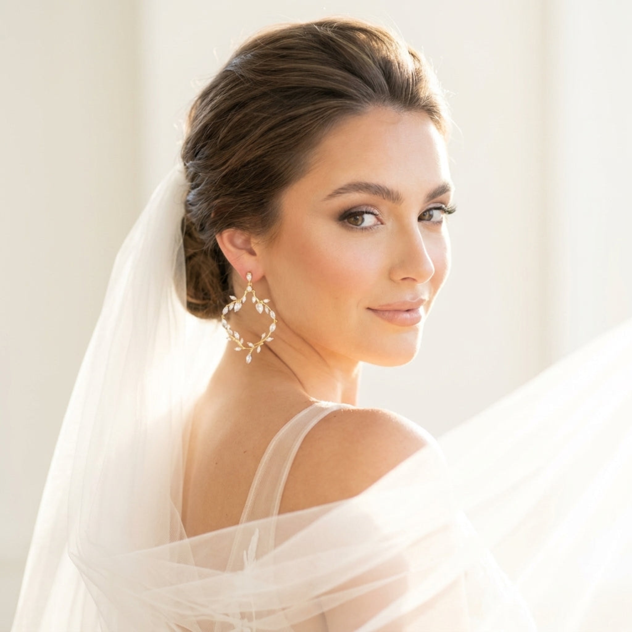 Aprille CZ Bridal Hoop Earrings - Treasures by Agnes