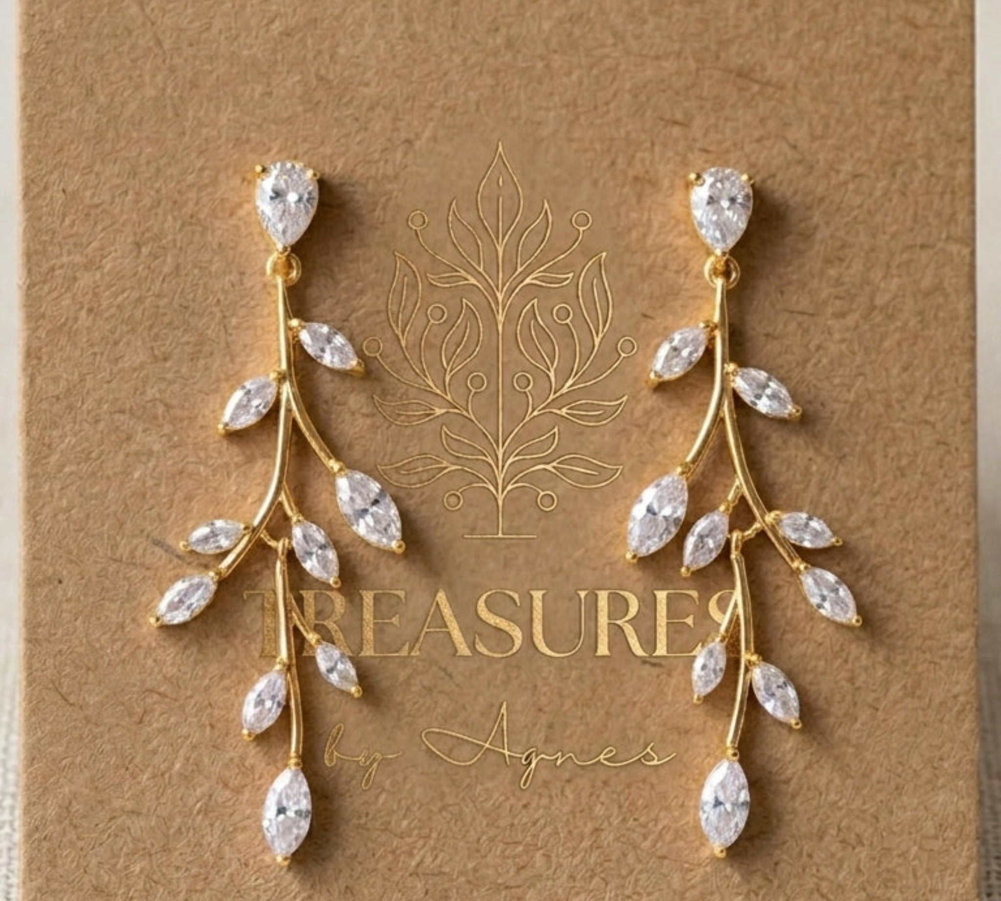 Aprille CZ & White Opal Bridal Earrings - Treasures by Agnes