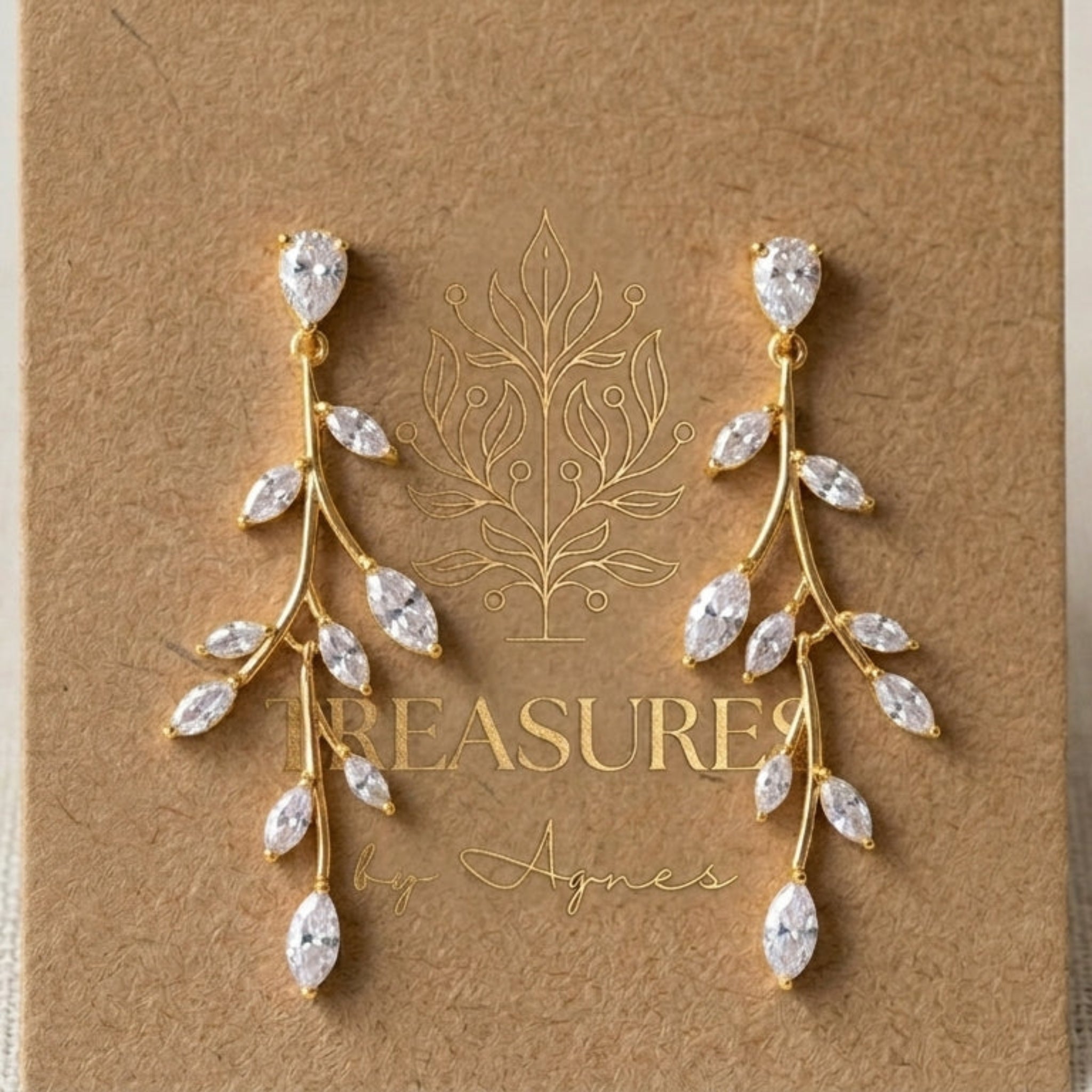 Aprille CZ & White Opal Bridal Earrings - Treasures by Agnes