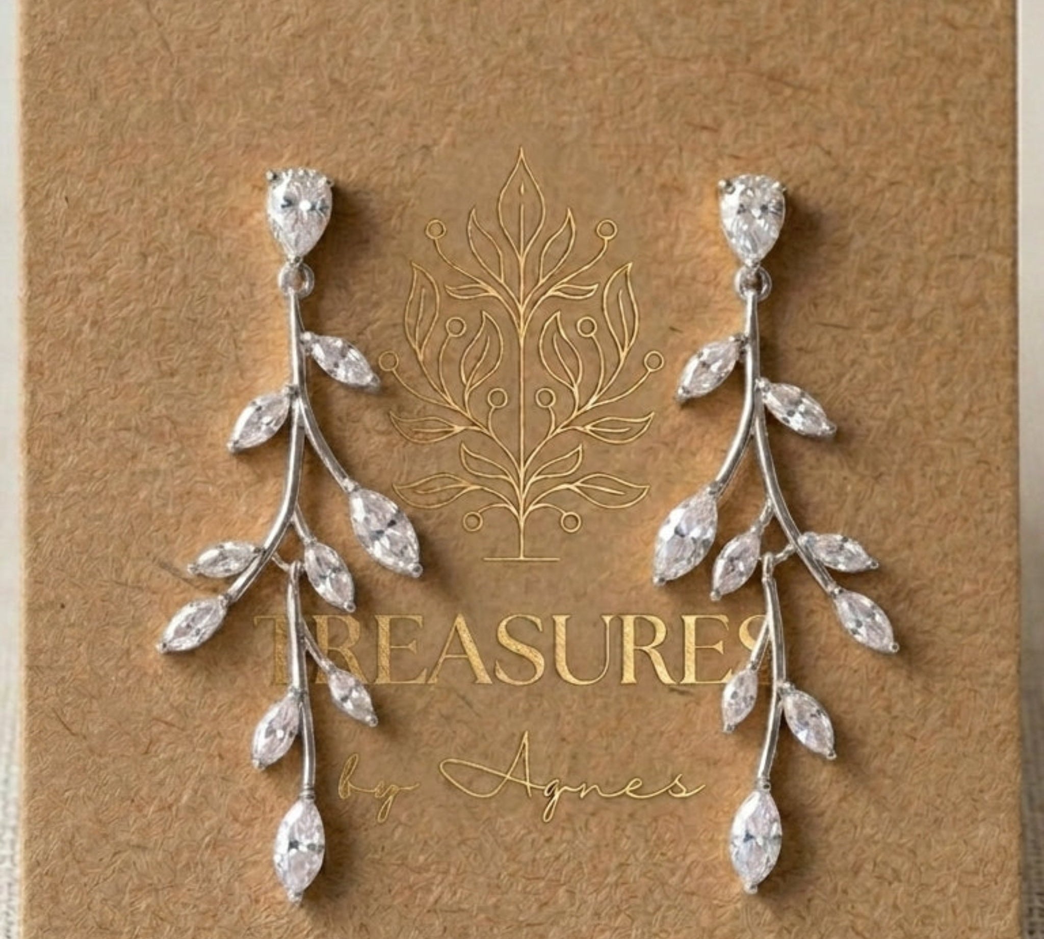 Aprille CZ & White Opal Bridal Earrings - Treasures by Agnes